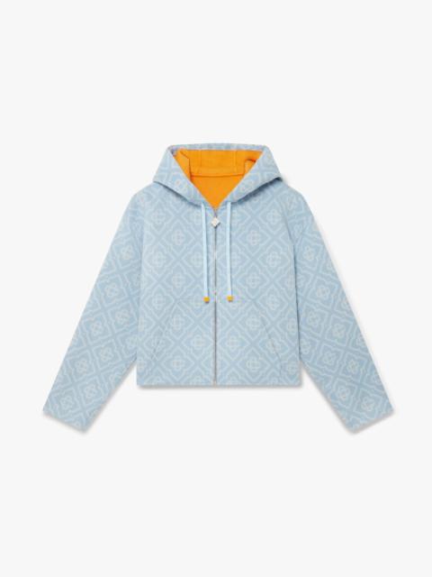 CASABLANCA Blue Monogram Wool Hooded Sweatshirt