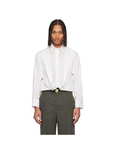 Jean Paul Gaultier White Pinstripe Infinity Shirt