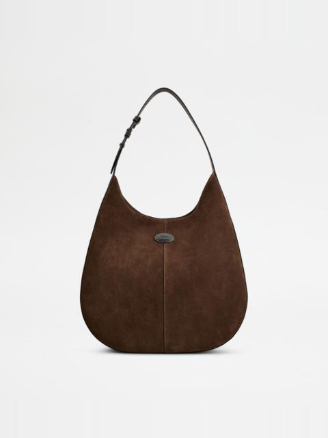 Tod's TOD'S DI BAG HOBO IN SUEDE MEDIUM - BROWN, BLACK