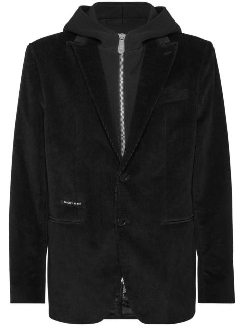 PHILIPP PLEIN hooded velvet blazer