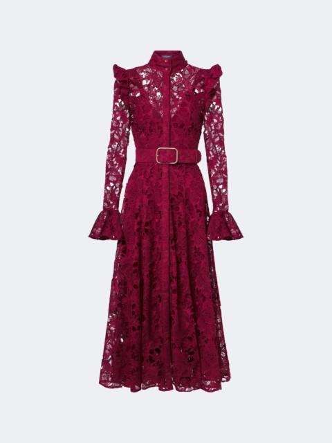 LEO LIN Aliyah belted guipure lace midi dress