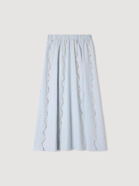 Sandro RHINESTONE STRIPED MAXI SKIRT