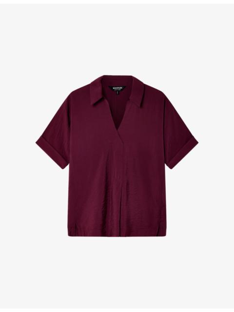 WHISTLES Sasha Collared Relaxed-Fit Woven Shirt