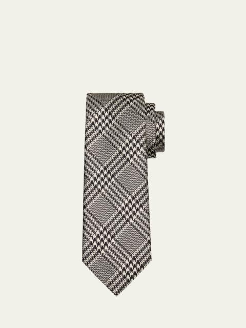 Men's Houndstooth Check Mulberry Silk Tie
