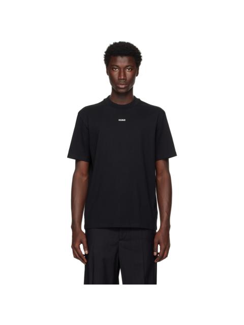 HUGO Black Relaxed-Fit Cotton Logo Print T-shirt
