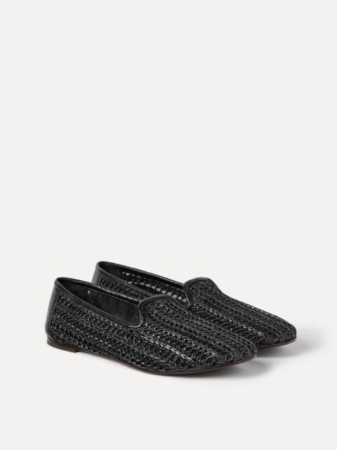 Brunello Cucinelli Techno raffia and calfskin flats