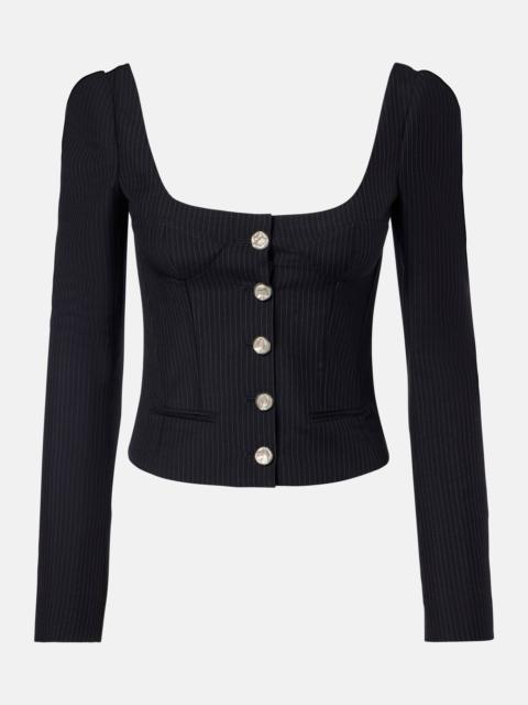 Alexander McQueen Chalk stripe wool and mohair bustier top