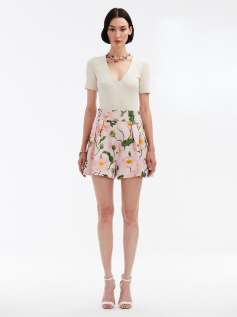 Oscar de la Renta PAINTED POPPIES CLOQUE SHORTS