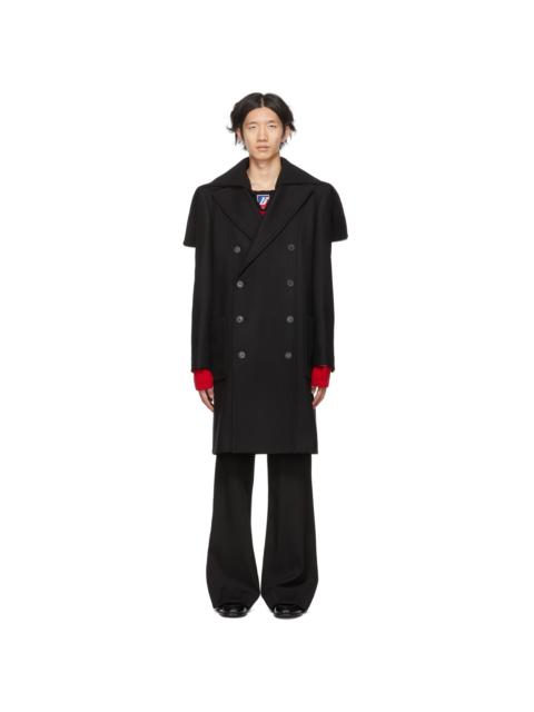 Balmain Black Wool Pea Coat