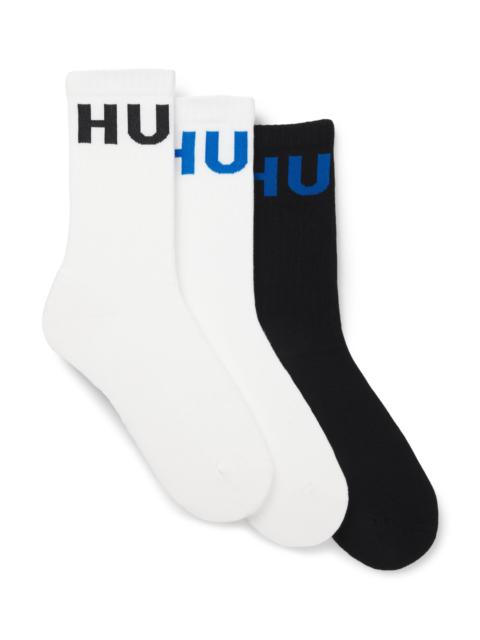 HUGO THREE-PACK OF RIBBED SHORT SOCKS WITH LOGOS