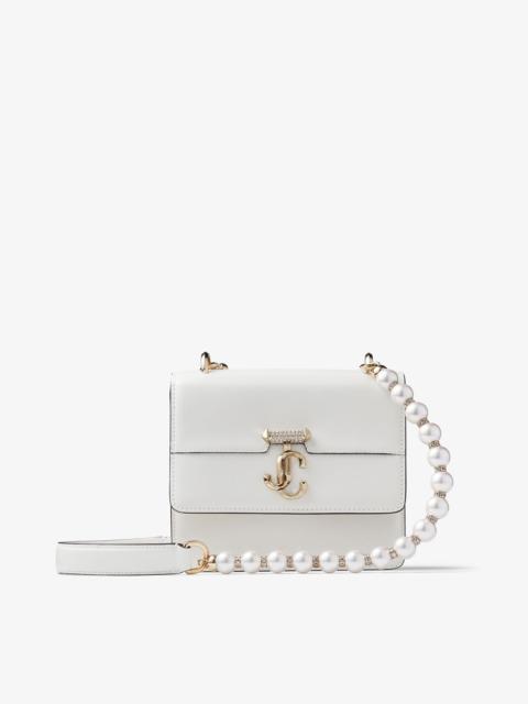 JIMMY CHOO Varenne Quad XS
Latte Leather Shoulder Bag with Pearl Strap
