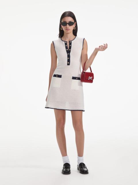 self-portrait Cream Crochet Collared Mini Dress | REVERSIBLE