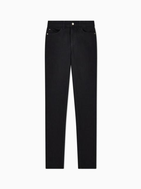EMPORIO ARMANI J18 High-waisted skinny-fit rinsed comfort-denim jeans