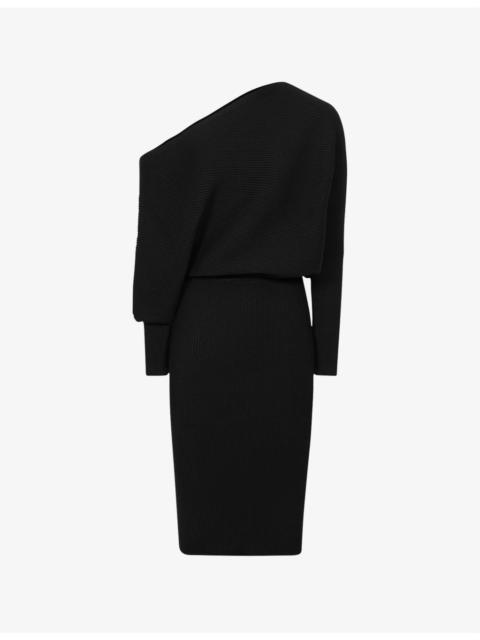 REISS Lara off-the-shoulder stretch-knit midi dress