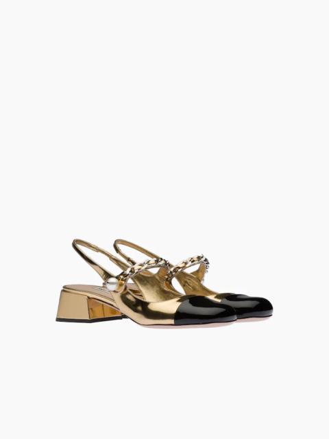 Miu Miu Metallic technical fabric pumps