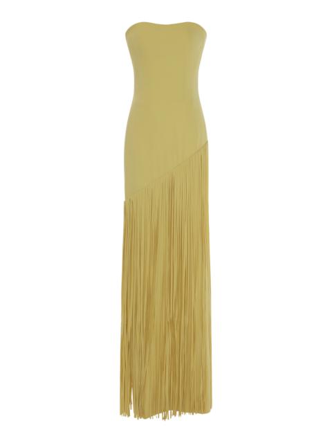 MARMAR HALIM Cape Detailed Fringed Gown yellow