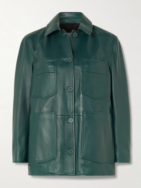 NOUR HAMMOUR Seleste paneled leather jacket Blue
