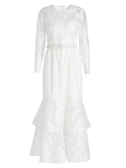 MILLY Women's Anna Grand Fleur Evening Dress - White