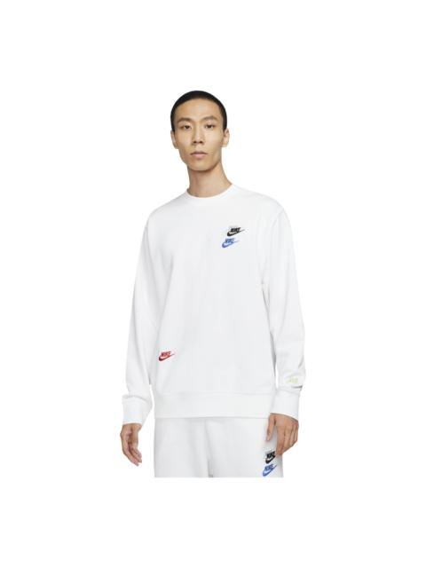 Nike Men's Nike Contrasting Colors Logo Casual Sports Round Neck Embroidered Pullover White DJ6915-100