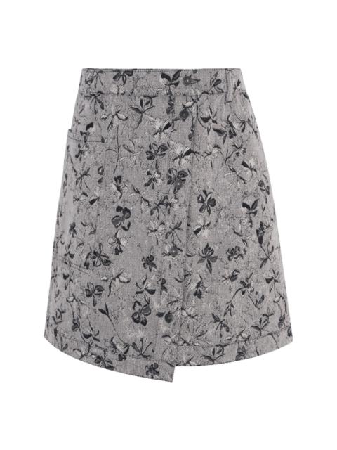 Ports 1961 floral-jacquard denim skirt