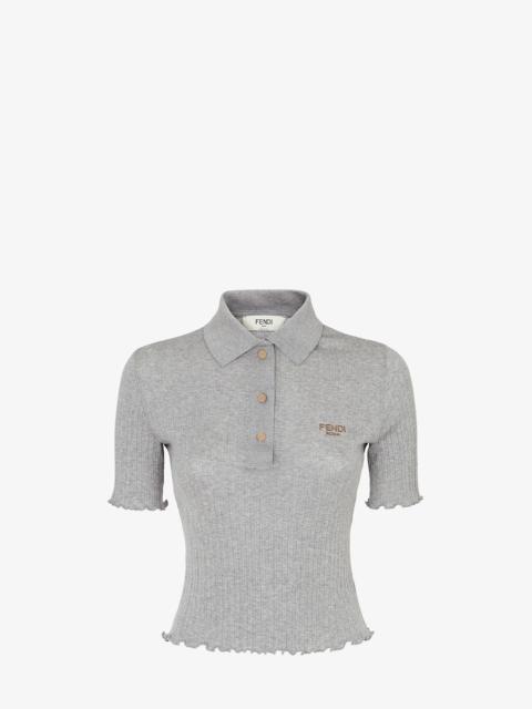 FENDI Polo shirt Gray jersey polo shirt