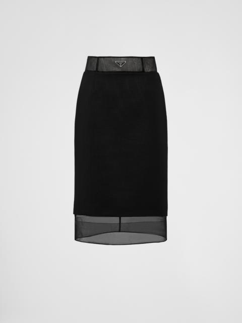 Prada Wool and crinoline midi-skirt