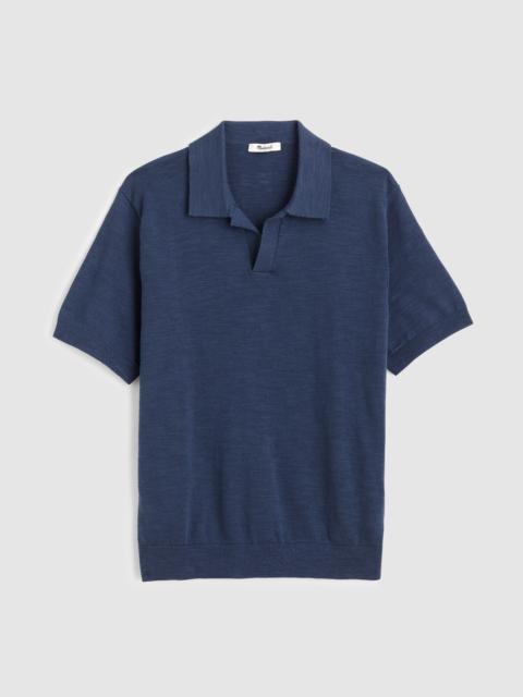 Madewell Johnny-Collar Sweater Polo in Slub Knit Cotton