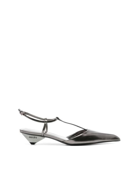 Prada 35mm metallic-finish pumps