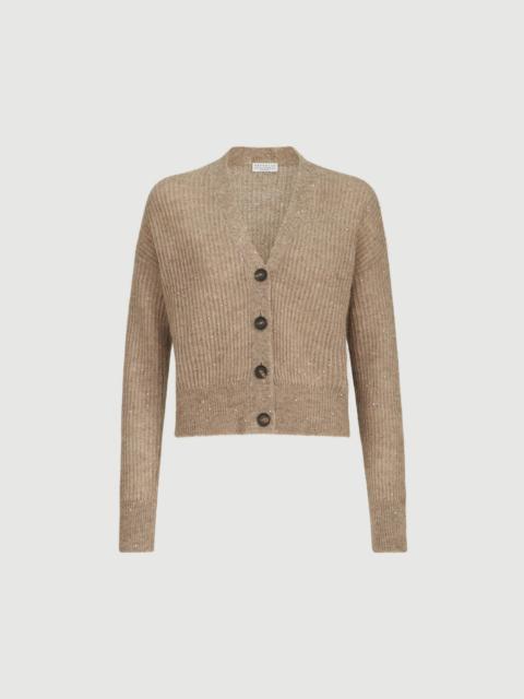 Brunello Cucinelli Mohair, cotton and wool Diamond yarn English rib cardigan