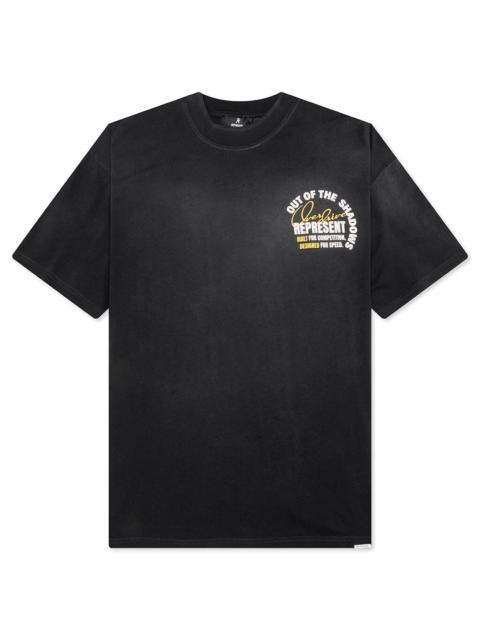 REPRESENT OUT OF THE SHADOWS T-SHIRT - STAINED BLACK
