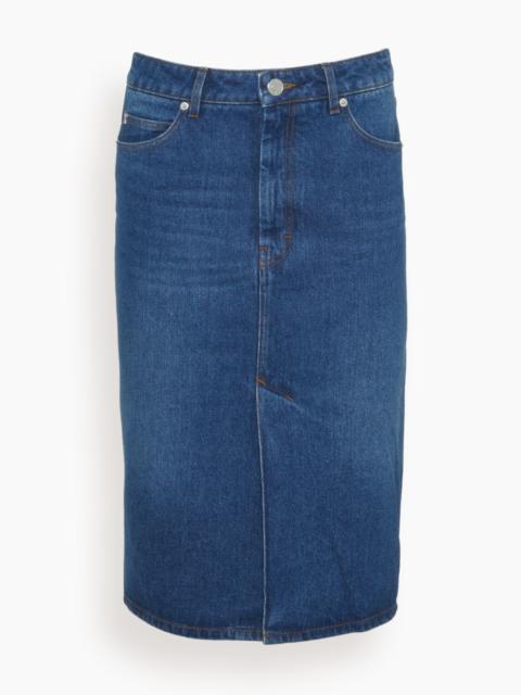 AMI Paris Pencil Skirt in Used Indigo Denim