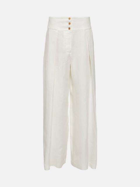 Loro Piana High-waisted wide-leg linen pants