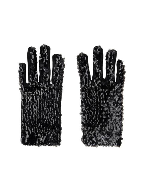 ANNA SUI Black Short Sequin Gloves