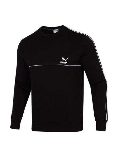 PUMA 사이트맵 Clsx Piped Crew Tr 로고 인쇄 둥근 목 스포츠 Pullover 검정 534157-01