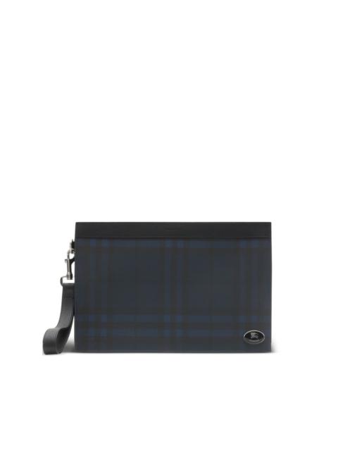 Burberry check-pattern leather clutch bag