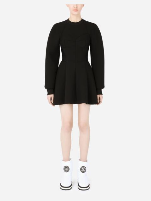 Technical jersey dress with bustier details