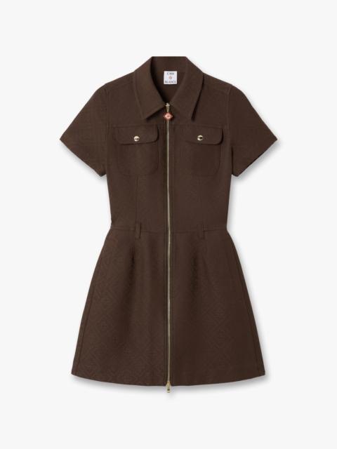 CASABLANCA Dark Brown Monogram Canvas Midi Dress
