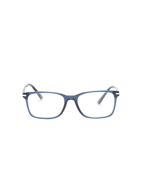 translucent rectangle-frame glasses