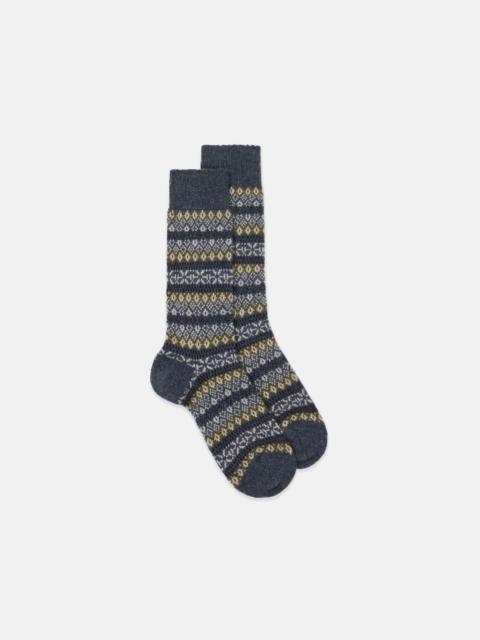 J. PRESS DARK GREY FAIR ISLE CASHMERE SOCKS