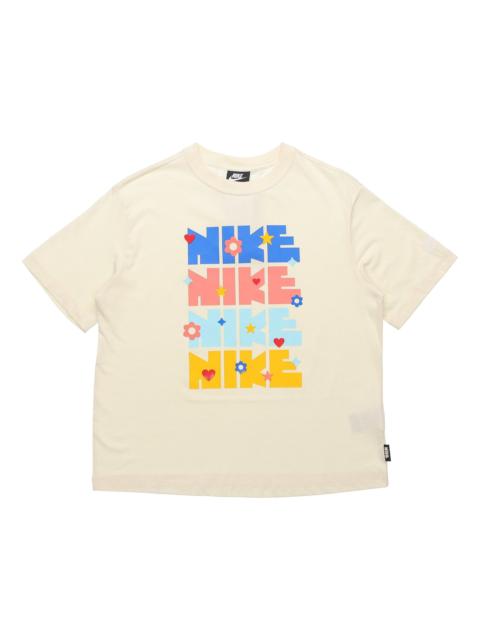 Nike (WMNS) Nike Sportswear Essential Printing Round-neck 'Beige' DJ5377-111