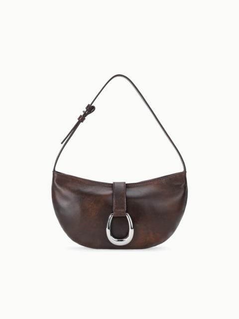 STAUD STAUD HARLOW CRESCENT SHOULDER BAG ESPRESSO DISTRESSED