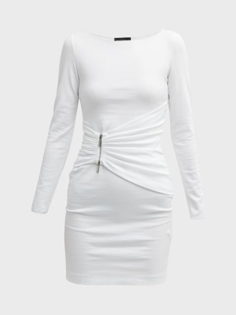 EMPORIO ARMANI Pleated Bateau-Neck Mini Dress