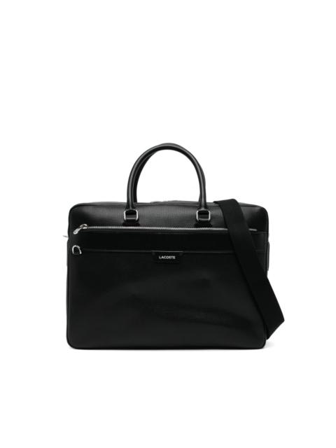 LACOSTE debossed logo top handle laptop bag