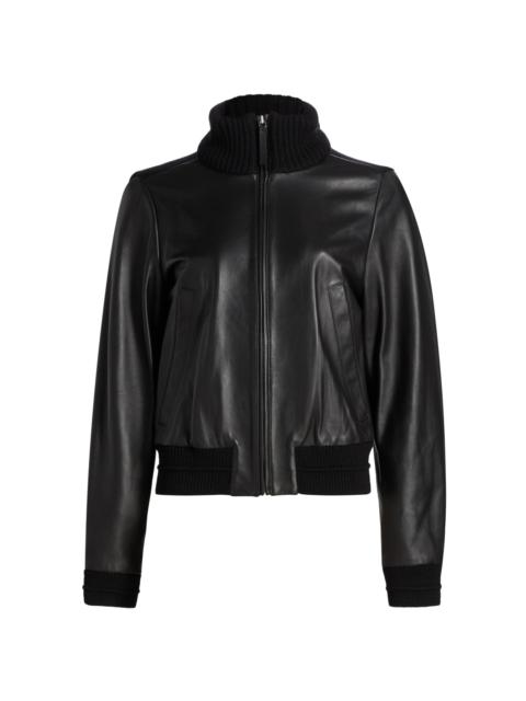 Proenza Schouler Women's Elenora Rib-Knit Wool-Trimmed Leather Jacket - Black