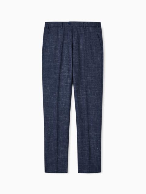 EMPORIO ARMANI TROPICAL LIGHT WOOL CANVAS TROUSERS