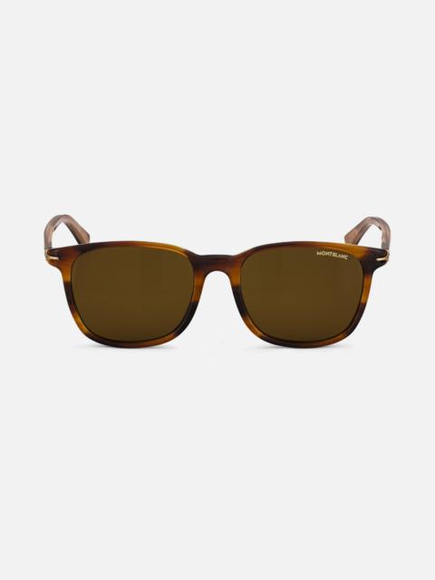 Montblanc Squared Sunglasses with Brown-Colored Acetate Frame