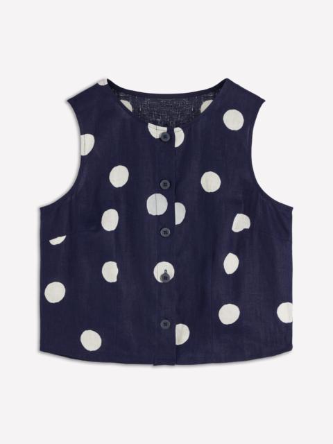 BODEN Andrea Linen Shell Top-French Navy, Painted Dot