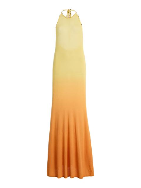 CHRISTOPHER ESBER Exclusive La Isla Beach Quartz Cotton-Blend Maxi Halter Dress orange