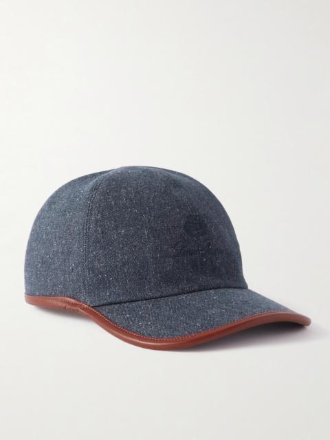 Loro Piana Leather-Trimmed Logo-Embroidered Denim Baseball Cap