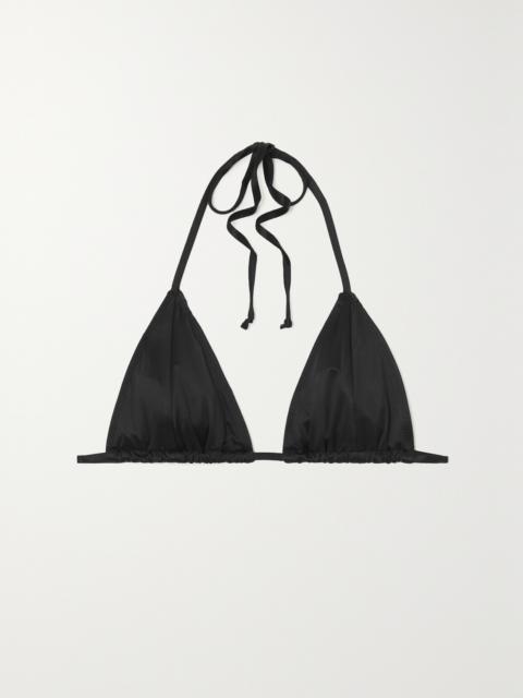 GOOD AMERICAN Tiny Ties Stretch-satin Triangle Bikini Top